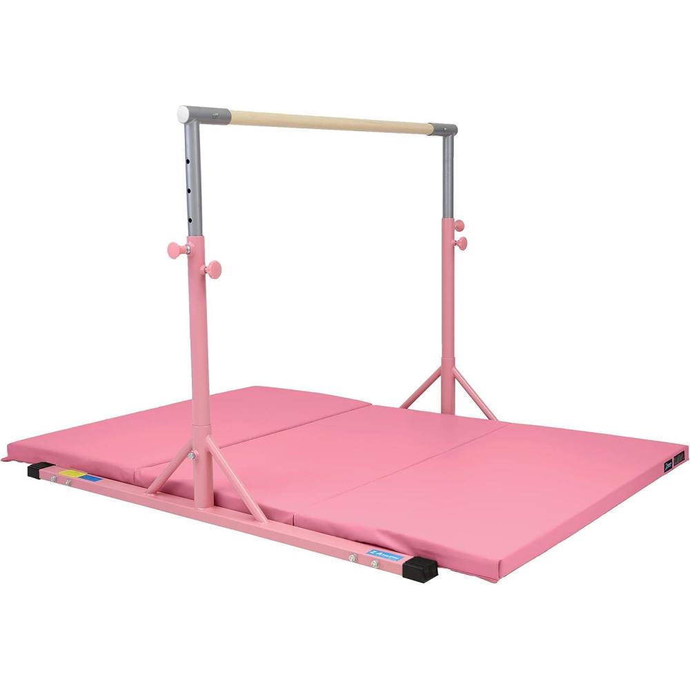 image:imageZ Athletic Kip Bar and Folding Gymnastics Mat 4 Ft x 8 Ft x 2 InPink