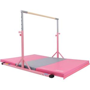 Z Athletic Kip Bar and Folding Gymnastics Mat, 4 Ft x 8 Ft x 2 In(Pink and P/Grey)