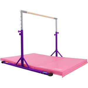 Z Athletic Kip Bar and Folding Gymnastics Mat, 4 Ft x 8 Ft x 2 In(Purple and Pink)